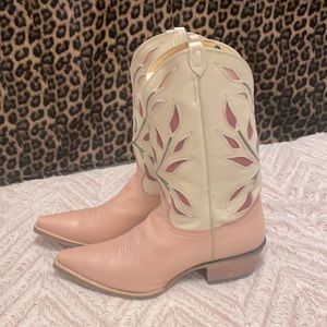 Justin Pink Leather Western Boots ✨vintage✨